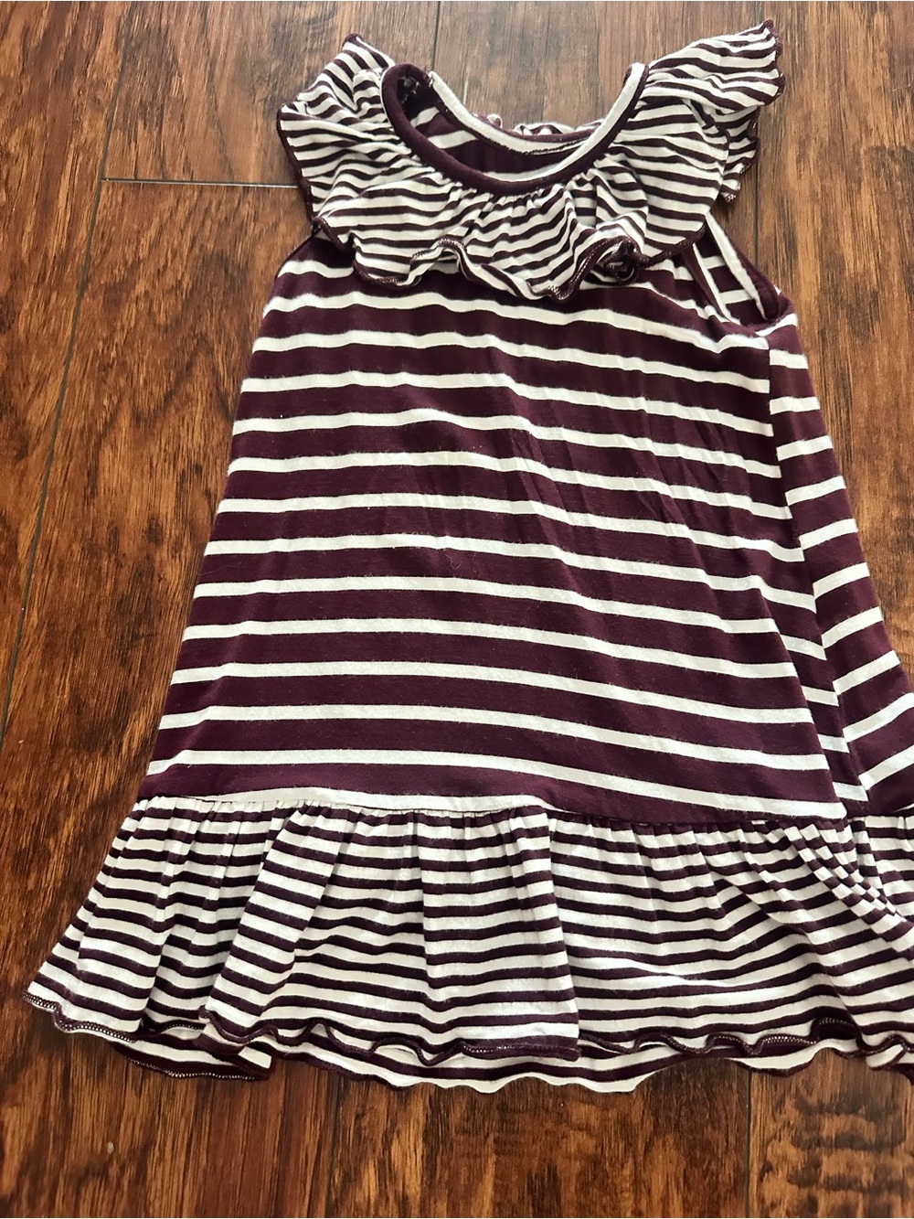 Maroon and white striped game day dress